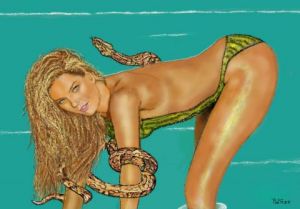 Peinture de Patmor: Femme au python