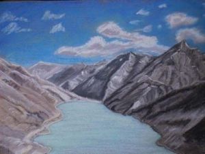 Peinture de corlig: montagnes lointaines