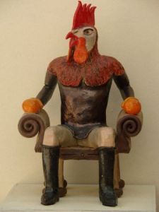 Sculpture de Guillaume Chaye: le coq qui boxe