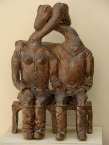 Sculpture de Guillaume Chaye: L'amour toujours l'amour couple diplodocus