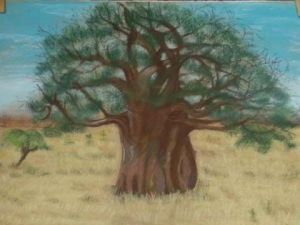 Peinture de corlig: l'arbre du desert