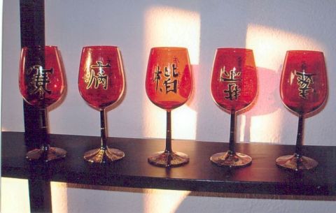 6 verres inspiration asie - Peinture - Karen Marchand