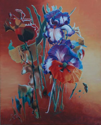 coquelicot et iris urtol tebundi - Peinture - christine gullace coquelicot et iris urtol tebundi - Peinture - christine gullace