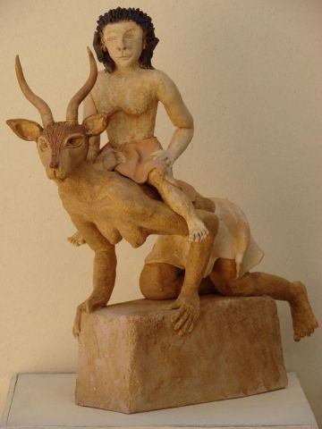 La gazelle et la petite femme - Sculpture - Guillaume Chaye
