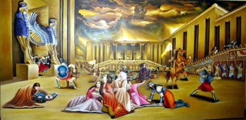 Adieu la splendeur (Prise de Persépolis) - Peinture - Mahtab Adieu la splendeur (Prise de Persépolis) - Peinture - Mahtab