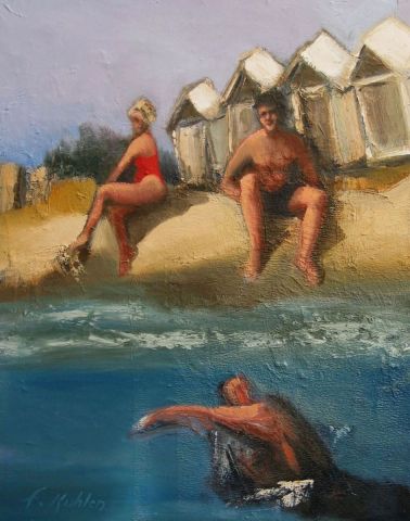 la plage - Peinture - Francis Kuhlen