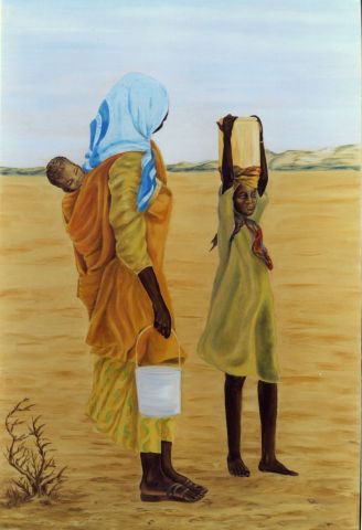 L'artiste Claude Forthomme - Darfour  la corvee de l'eau