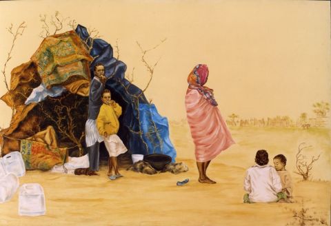 Darfour la tente des refugies - Peinture - Claude Forthomme