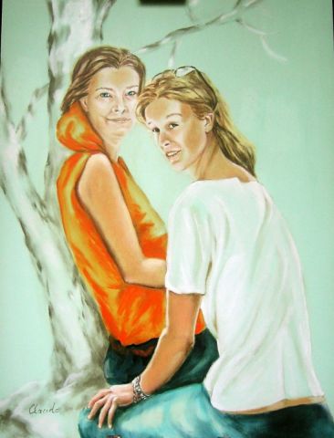 Portrait Mere et fille - Peinture - Claude Forthomme