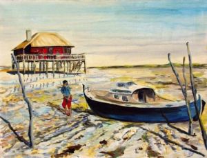 Peinture de maly veronique: tchanquee du Bassin d'arcachon