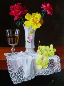 Peinture de jemab: 3 Roses a la Dentelle de Venise