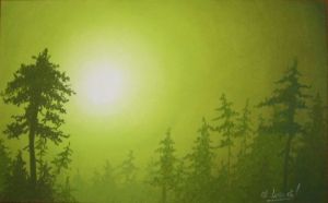 Peinture de Stephane LOSSE: Les cimes vertes