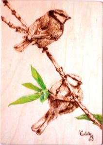 Oeuvre de Colette Bohrer: Oiseaux sur la branche