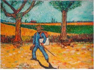 Peinture de moussu patrick: Le chemin du travail D'apres Vincent Van Gogh