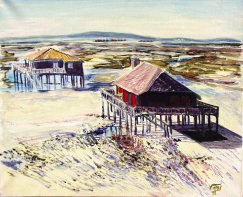 les tchanquees sur le bassin d'arcachon - Peinture - maly veronique les tchanquees sur le bassin d'arcachon - Peinture - maly veronique