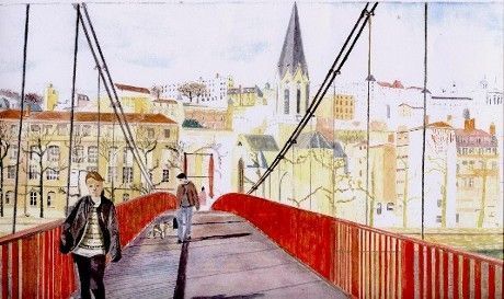 LA PASSERELLE SAINT GEORGES - Peinture - clau LA PASSERELLE SAINT GEORGES - Peinture - clau