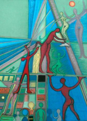 les acrobates n2 - Peinture - mindszenti les acrobates n2 - Peinture - mindszenti