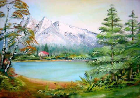 L'artiste Jean VAROQUI - le lac en montagne