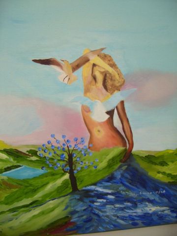 la femme aux oiseaux - Peinture - jany-france