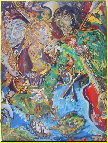 Planete Bleue Guitar Red-Red-Wine - Peinture - Yan DSoloh Planete Bleue Guitar Red-Red-Wine - Peinture - Yan DSoloh