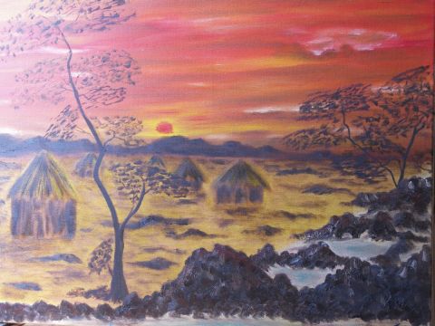 paysage africain - Peinture - danielle