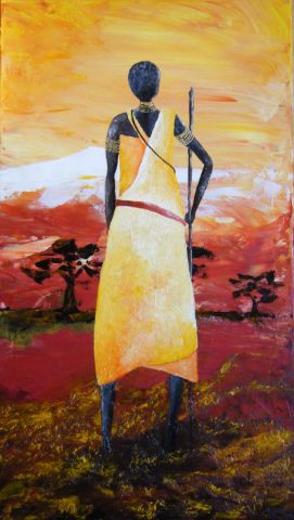 L'artiste christine girardot - Massaï au lever du jour