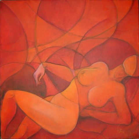 Nu rouge - Peinture - Bruno FEITUSSI