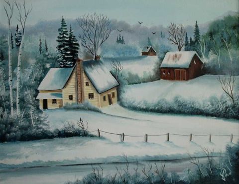 paysage hiver quebec - Peinture - jacques pare