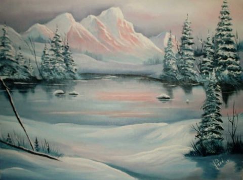 montagne hiver - Peinture - jacques pare