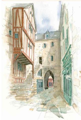 Rue du Mont St Michel - Peinture - Denis Moulin