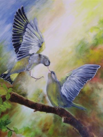 amours d'oiseaux - Peinture - Geraldine STREICHERT