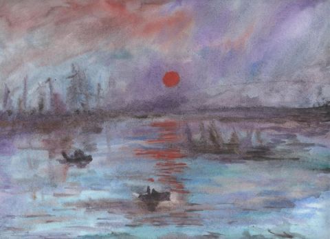 Soleil levant d'apres Claude Monet - Peinture - Isaac Le Besq