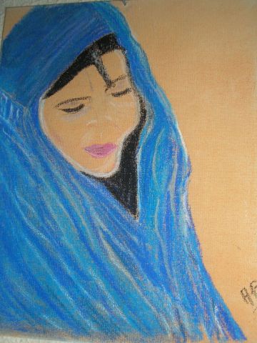 L'artiste Anne de Richebois - Jeune fille au voile bleu