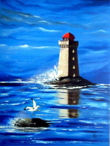 Le phare et le Goeland - Peinture - Pece