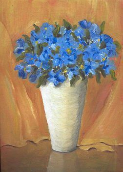 Le petit bouquet bleu - Peinture - DAVA