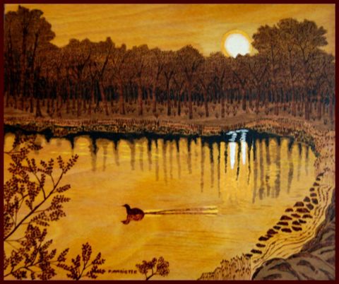 Le coucher de soleil - Peinture - philippe Mariette