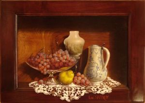 Peinture de Luc Saffroy: coupe de raisins