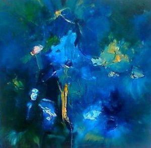 Peinture de Maro: les iris bleus