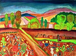 Peinture de Anne NACHIN: le chemin des collines