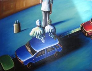 Voir cette oeuvre de Lionel Le Jeune: grande conversation a la voiture bleue