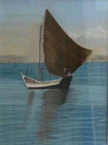 Voir cette oeuvre de Bruno Chamberlin: Jonque sur le lac Titikka