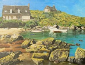 Peinture de Ghislaine Salda: Chausey-Anse de Blainville
