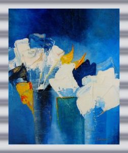 Peinture de anne leonard: bouquet bleu
