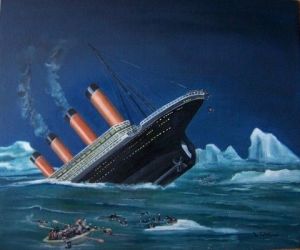 Peinture de Martine Calvayrac: Le naufrage du titanic