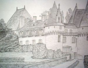 Dessin de elisabeth rambeau: Chateau de Bazouges 72