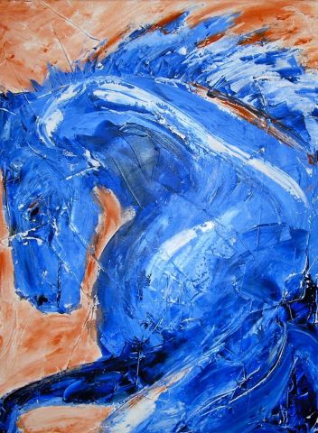 cheval bleu 3 - Peinture - anne-sophie valepin