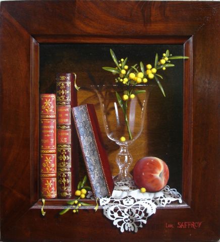 livres aux mimosas - Peinture - Luc Saffroy