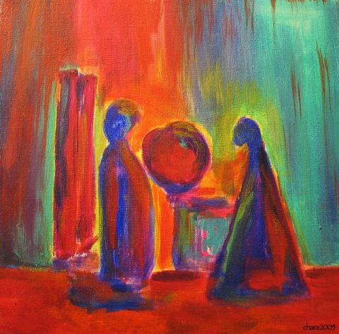 La Lumiere - Méditation - Huile sur toile - 30x30 - Peinture - chara