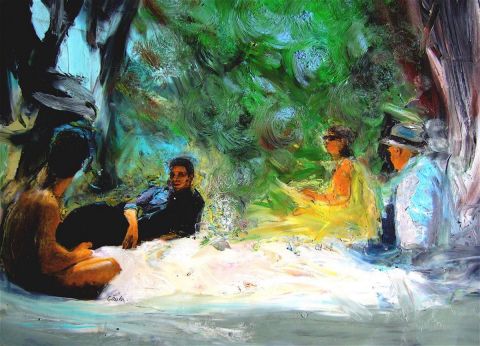 Le dejeuner sur l'herbe - Peinture - Jacques Cauda Le dejeuner sur l'herbe - Peinture - Jacques Cauda