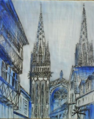 Peinture : cathedrale de Quimper - Ln henry Peinture : cathedrale de Quimper - Ln henry